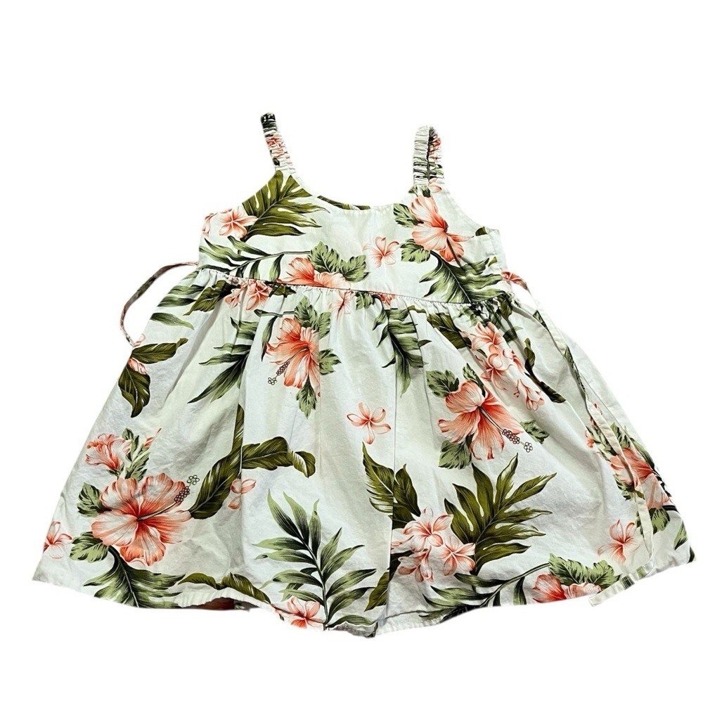 Vintage Hawaiian Floral Sleeveless Todler Dress Size 6 Made in Hawaii USA Beach